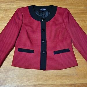 Evan Picone Women's Red Blazer with Black Trim